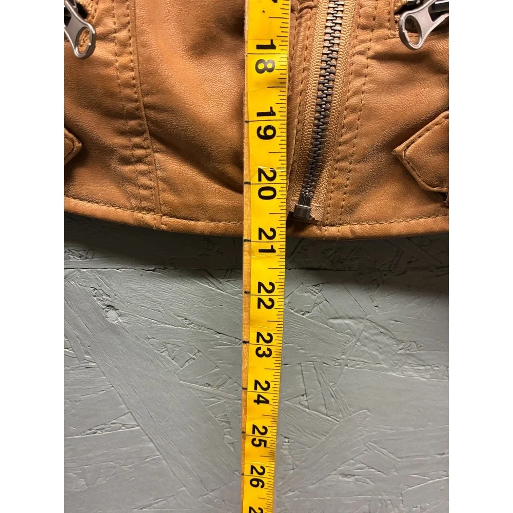 Free People Moto Jacket Faux Leather Women's Size XS‎ Brown Camel NWT - Picture 7 of 10